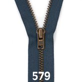 Broekrits metaal | brons fijn | 15 cm | YKK | 579 grijs Rits RITS - BROEK - BRONZE - 4.5 - 15CM - 579 - GREY